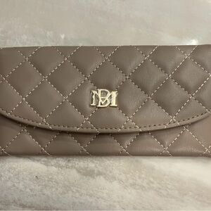 Badgley Mischka Purse Long Wallet Taupe with Logo Engraving- MSRP $59